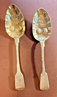 1840’s JOHN ROBERT HARRIS STERLING BERRY /JOHN WILLIAM BLAKE SERVING SPOONS