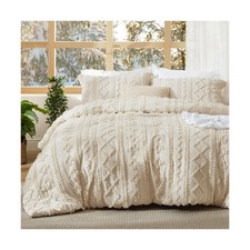 Bedsure Tufted Boho Comforter Set Queen Size - Beige Boho Bed S... USA FAST SHIP