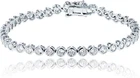 Bezel Set White Sapphire Tennis Bracelet in Sterling Silver - Double clasp