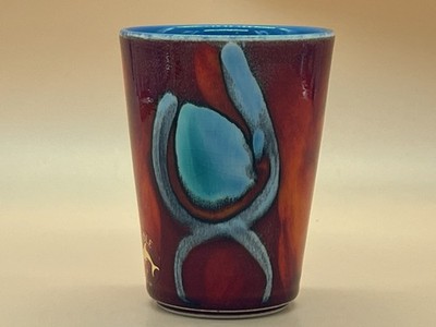 Poole Keramik Pfau Design Becher / kleine Vase.