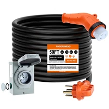 50 Amp Generator Cord and Power Inlet Box Combo Kit, NEMA 14-50P to SS2-50R E...
