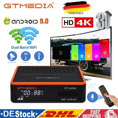 GTMEDIA 4K Satelliten- und terrestrischer DVB-S2/S2X/T2-Receiver Android TV Box