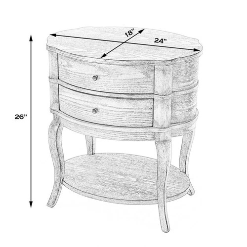Butler Specialty Company Jarvis Oval 2-Drawer Side Table - Antique Beige - Picture 8 of 8