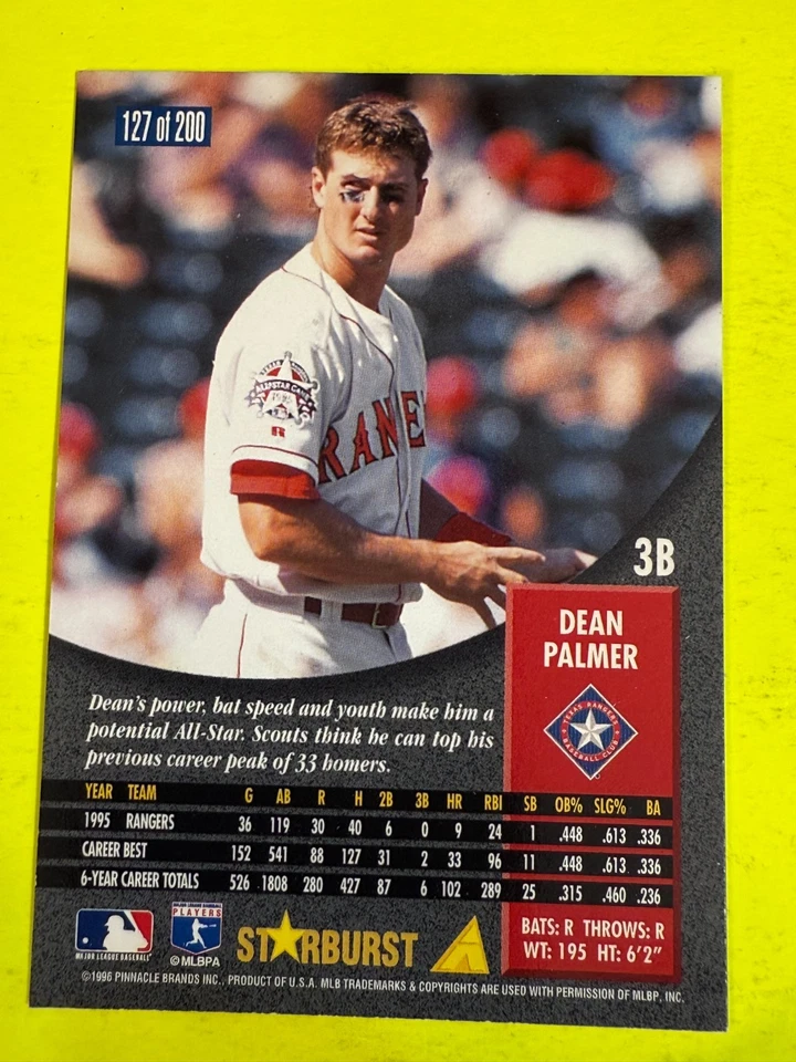 69697 	1996 Pinnacle Starburst Artist's Proofs #127 Dean Palmer RANGERS - Image 2 of 3