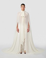 Mayer Oscar Ivory Chiffon Kaftan Drape For Party Wedding NWT