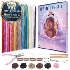 Hair Tinsel 18 Colors Fairy Kit Gift 48 Inch, 18