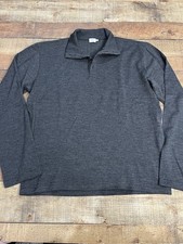 Men  s Collared Sunspel Large Sweater 1/4 Button 2298 Grey