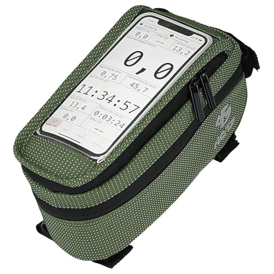 NC-17 Connect Smartphone Fahrrad Tasche XL für Oberrohr Klettverschluss Dot Grün - Bild 1 von 1