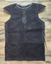 Leather Vest Viking Jacket Larp and Cosplay Costume Medieval Armor 1 Piece BLK