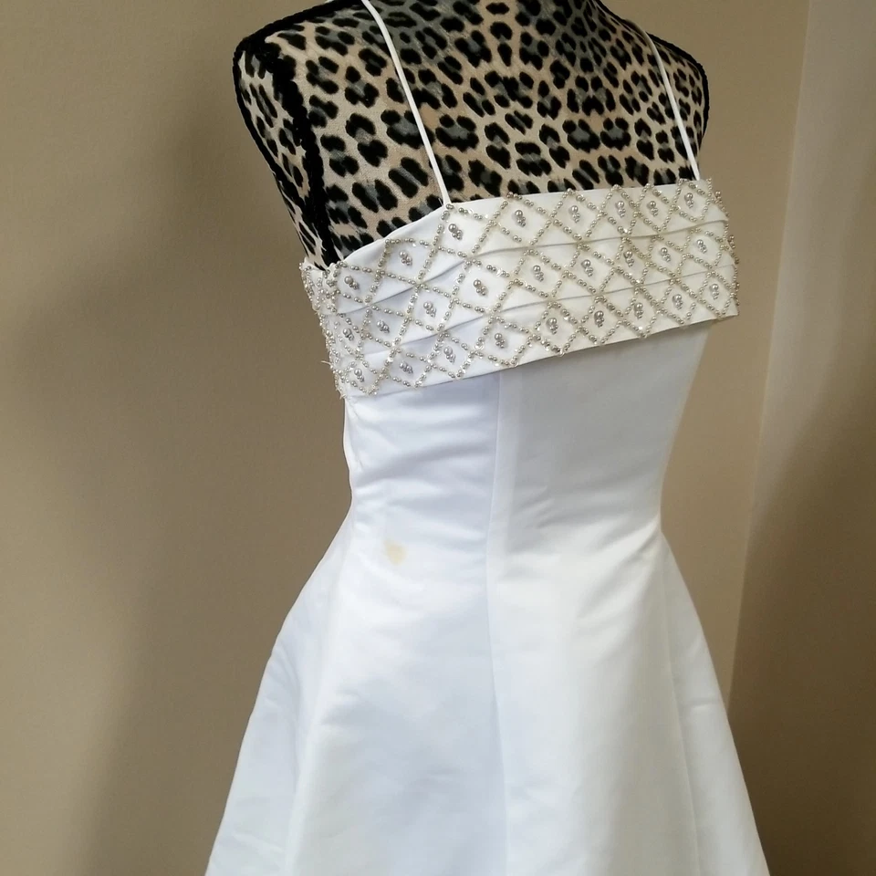 Lady Eleanor Beaded Spaghetti Strap Wedding Dress Size 10 w/ Detachable Train  - Image 2 of 4