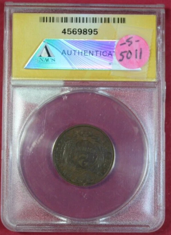1864 SMALL MOTTO TWO CENT PIECE ANACS F12 - Image 3 of 4