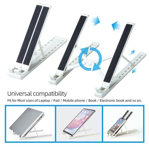 Portable ABS + Silicone White Laptop Stand for Desk