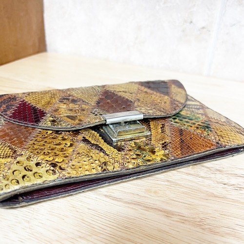 Vintage 80er Schlangenleder exotische Leder Clutch Handgelenktasche Handtasche kleine Handtasche - Bild 3 von 24