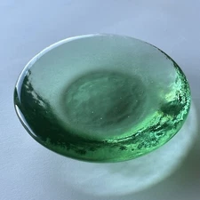 Fire & Light Recycled Glass Green  Candle Stand Pedestal Paperweight 4-1/2"