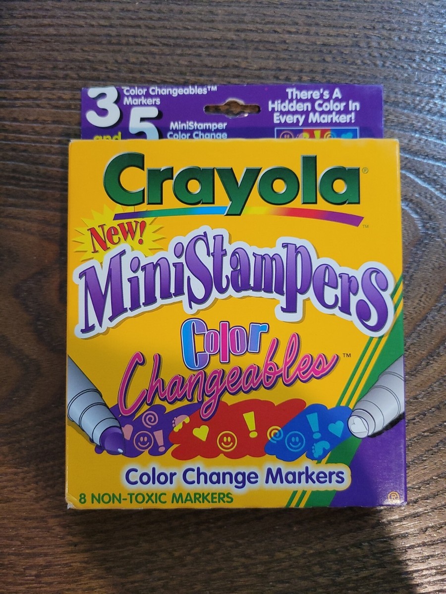 1998 Crayola Mini Stampers Color Changeables 8 Non-Toxic Markers