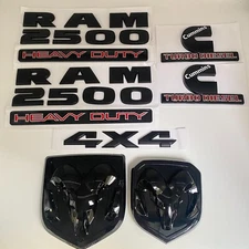 7Pcs EMBLEM Set For RAM 2500 HEAVY DUTY RAM HEAD Cummins Turbo Diesel 4X4 Badge