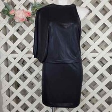 New with Tag Halston Heritage One Shoulder Shiny Black Dress Size 6