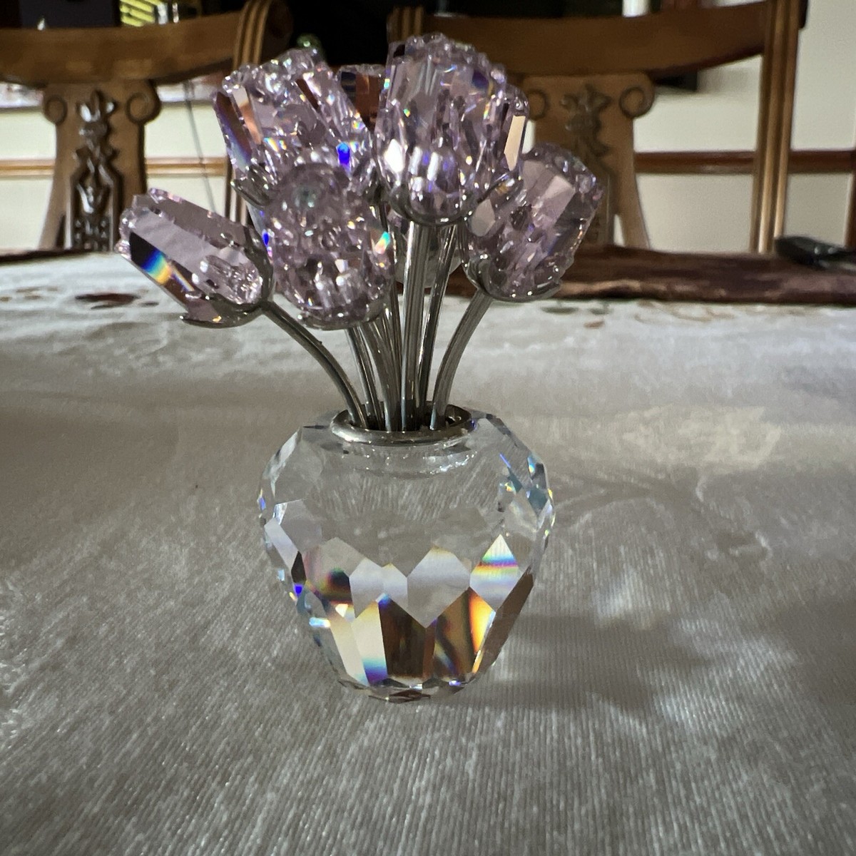SWAROVSKI Crystal - Vase Of A Dozen Pink Roses - 628343 - Mint