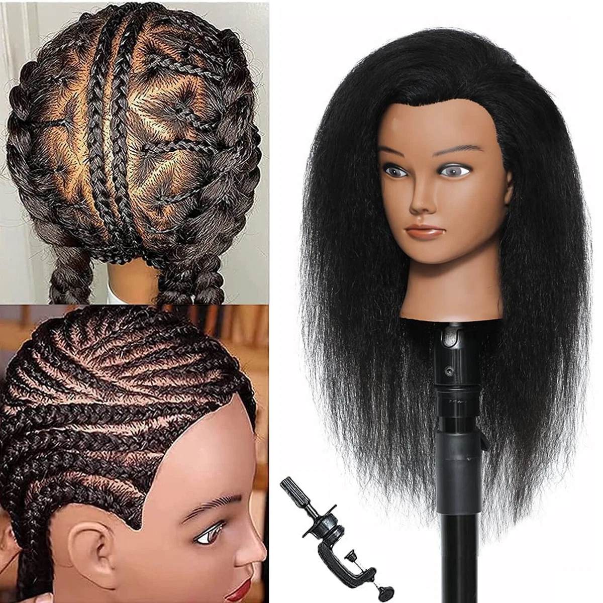 Afro Mannequin Head with 100% Human Hair, Cosmetology Afro Hair