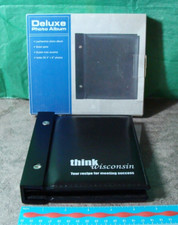 Deluxe Mini Photo Album Holds 36 4"x6" Leatherette Wood-Spine Rivets Black WI