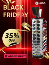 Rotating Sunglasses Display Rack 44 Pieces + Mirror Spinning Stand Glass Holder