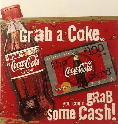 Vintage 1998 Coca Cola Store Display   Grab a Coke Grab Some Cash Sign
