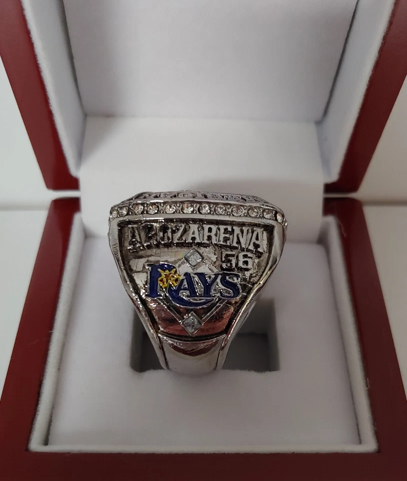 Anillo banderín Randy Arozarena - Tampa Bay Rays AL 2020 con caja de exhibición de madera Foto 2 de 4