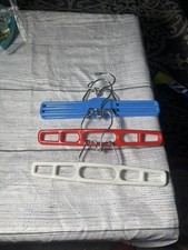 3 Vintage Retro Plastic Clamping Hangers 11" For Pants Skirts Slacks