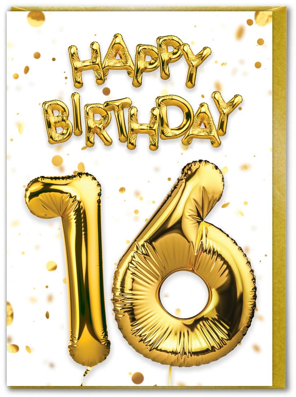 Brainbox Candy 16th Birthday Age Card Gold Foil Helium Sixteenth Balloon
