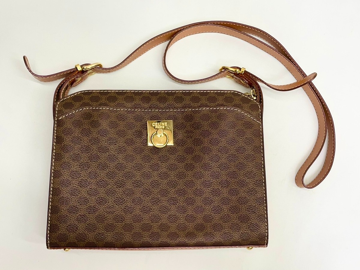 Celine Shoulder Bag Macadam Old Celine Brown