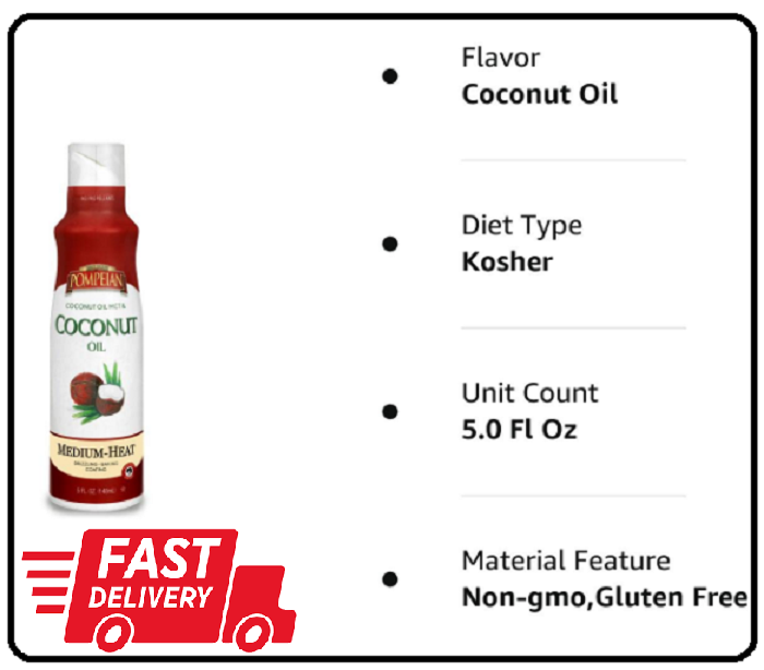 Pompeian Coconut Oil NonStick Cooking Spray Subtle Coconut Flavor 5 FL