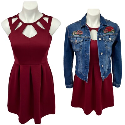 Sweet Storm Cage Dress Womens Small Lot Denim Jacket Scuba Knit Red Blue Summer
