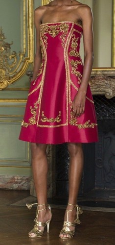 Luxury Alberta Ferretti abito da sera-Rosso-Oro Chic Embroided-Taglia 40  Europa | eBay