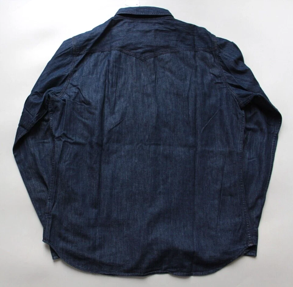 Diesel men's denim shirt snaps large dark blue cotton long sleeved LSHTA453 - Изображение 3 из 4