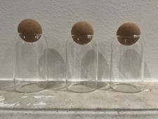3 750ml Glass Food Storage Jars with Ball Cork Lid, Bamboo Glass Containers