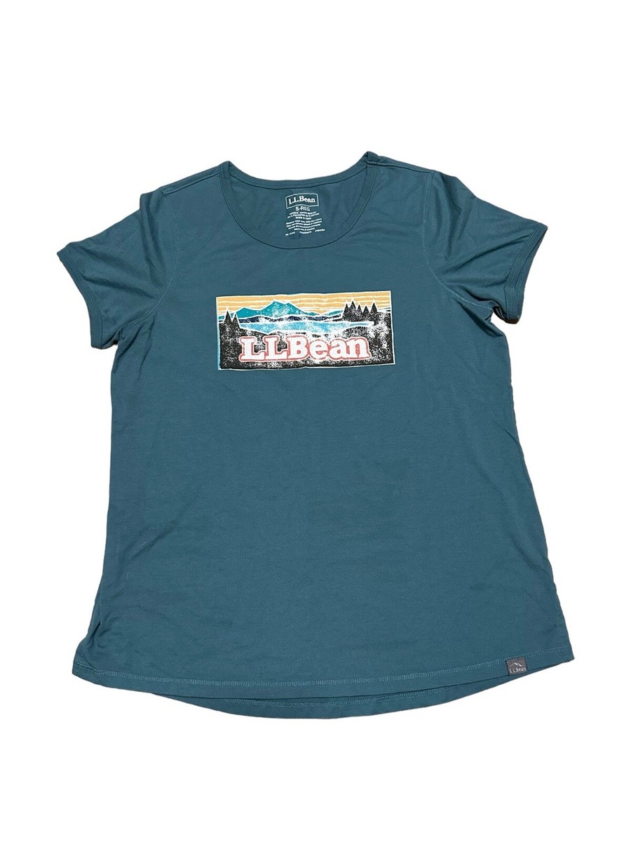 Bean T Shirt Womens Small Mountain Graphic Green Short Sleeve - Main Image