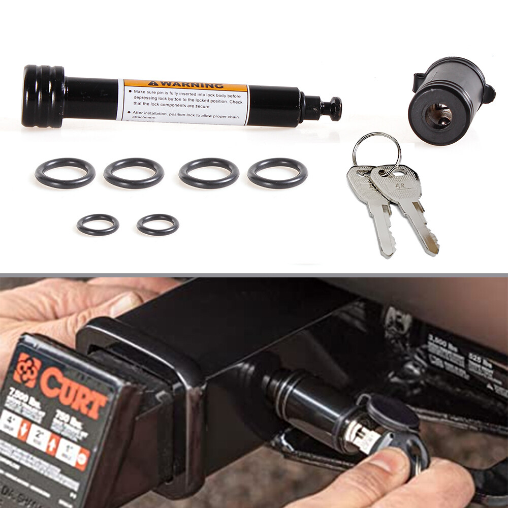 5/8" Trailer Hitch Black Locking Pin AntiRattle 2" Receiver & 2