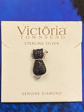 CAT KITTEN DESIGNER 925 STERLING SILVER GENUINE DIAMOND CHARM PENDANT NEW 190
