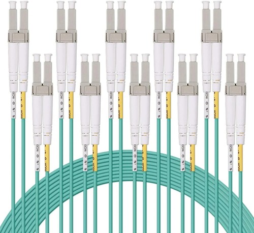 Fiber Patch Cable LC/LC MultiMode 50/125 10G Duplex 2mm Aqua Zip Jacket 8meter