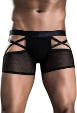 Men Sexy Butt-Flaunting Jockstraps Underwear Low Rise Breathable Brief Mesh Lace