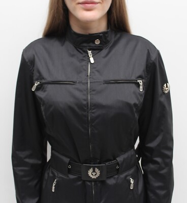 Women's BELSTAFF Gold Label Full Zip Biker Jacket Belted Leather