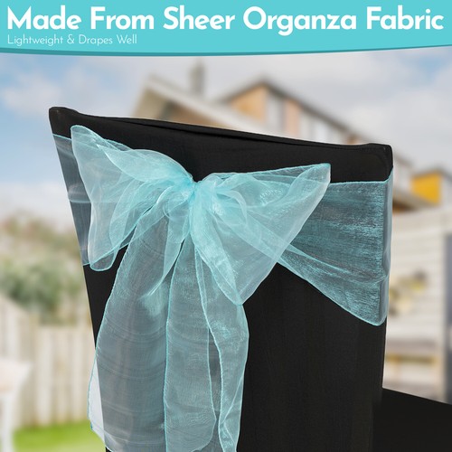 Silla de organza de boda fajas ancho lazo completo para decoración de fiesta 1x-100x - Imagen 135 de 391