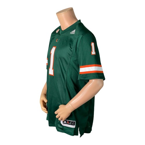 NWT$120 Men Adidas NCAA Miami Huracans jersey #1 green Size Large - Picture 3 of 5