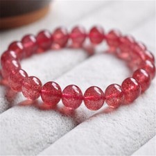 Natural Strawberry Quartz Stone Bracelet Red Gemstone Stretch Bracelet Handmade