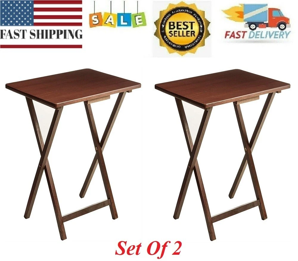Walnut tv tray set new arrivals