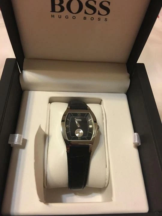MONTRE Femme HUGO BOSS Bracelet en Cuir Croco et Cadran en Argent