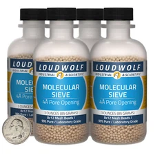 Molecular Sieve / 12 Oz / 4 Bottles / 99% Laboratory Grade / 8x12 Mesh Beads