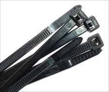 18" HVY 175LB Black Cable Ties (QTY 100) USA Made, zip or wire tie