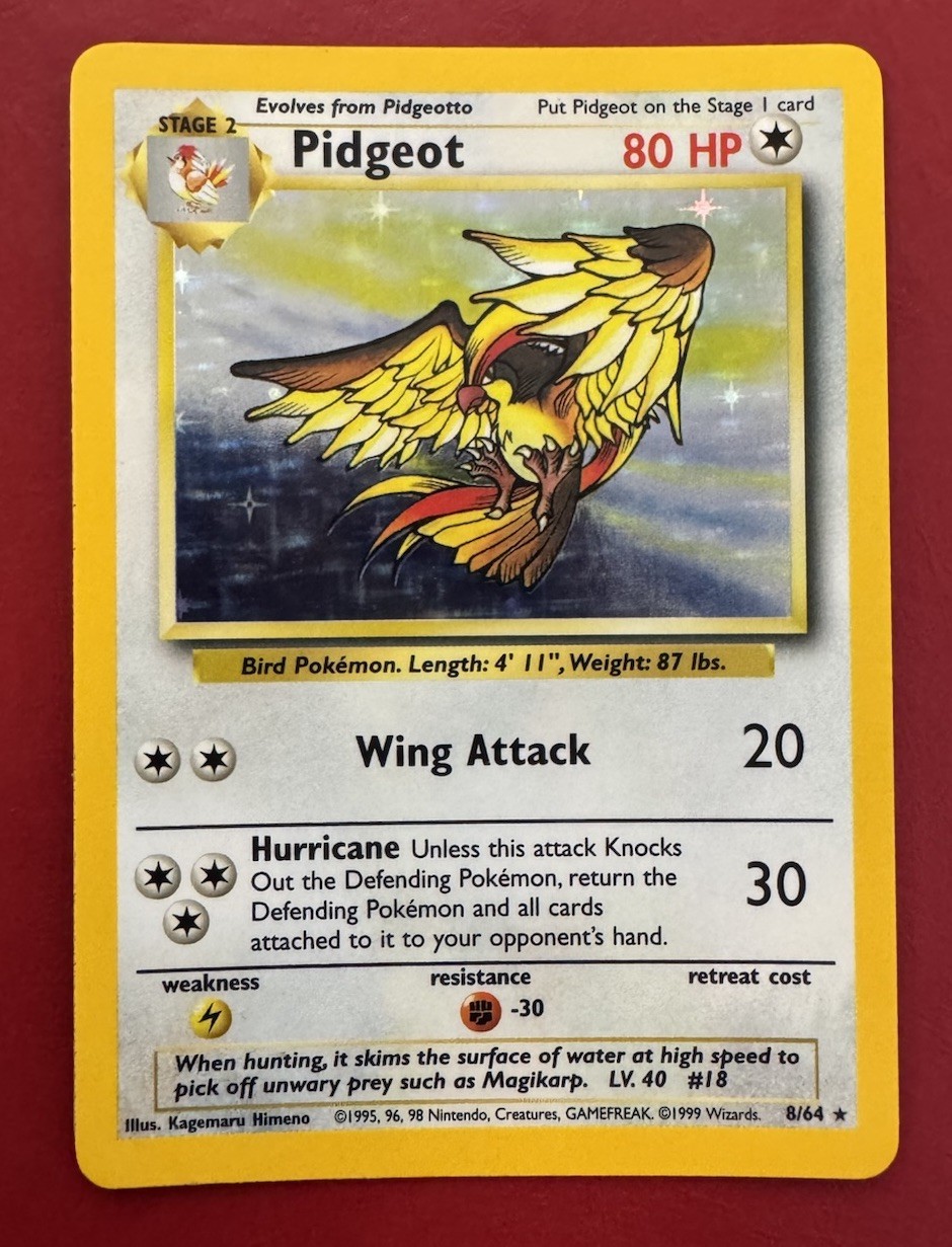 Pidgeot 8/64 No Symbol Error Holo Rare Jungle Pokemon Card LP