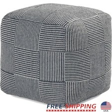 Handcrafted Cotton Polyester Pouf Eco-Friendly Footrest Extra Seating Durable US
